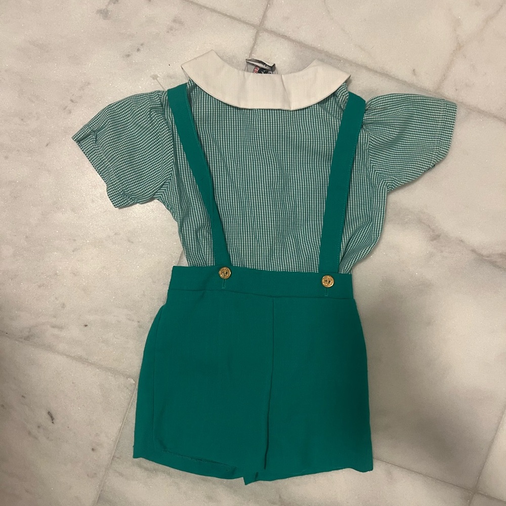 Vintage baby boy overalls and shirt set 3-4T
